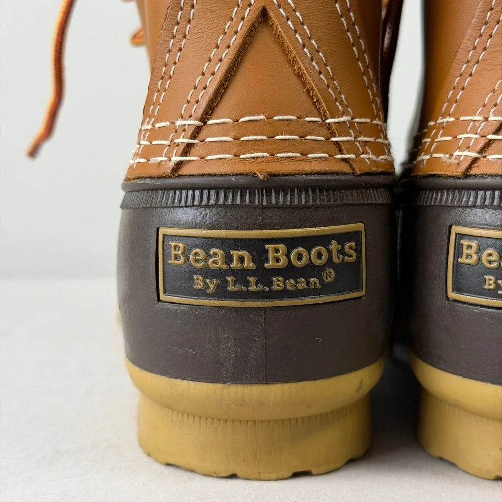 LL Bean Boots Mens 7M Tan Brown 6 Inch Duck Boots Waterproof Made in USA 175051